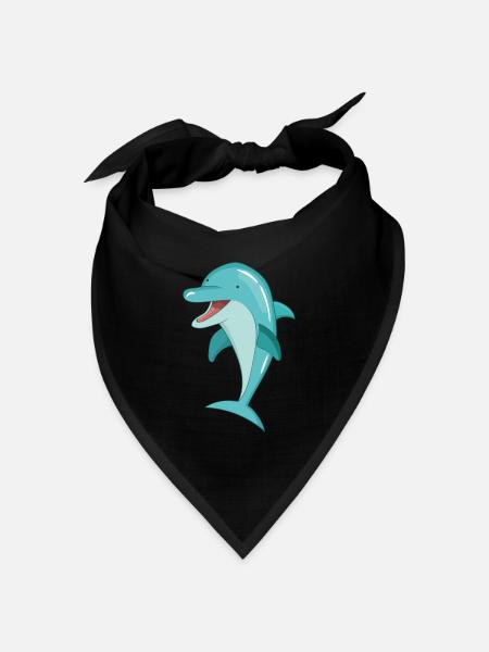 Delfin Delphin - Bandana Dreieckstuch - Schwarz