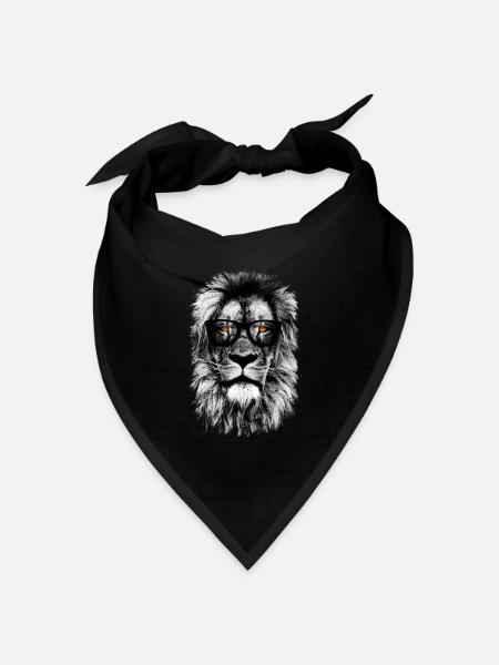 Hipster-Löwe - Bandana Dreieckstuch - Schwarz