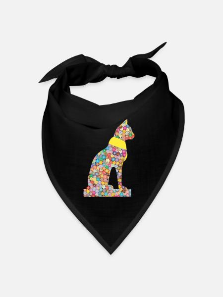 Katzenblumen-Pharaonen Uralt - Bandana Dreieckstuch - Schwarz
