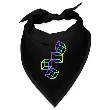 3D Würfel - Bandana Dreieckstuch - Schwarz - Vorne