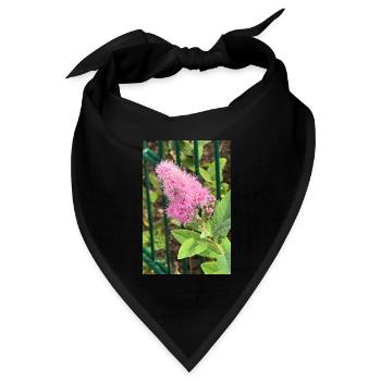 Rosa Blume - Bandana Dreieckstuch - Schwarz - Vorne