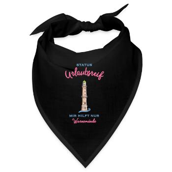 Kultiger alter Leuchtturm Warnemünde , Urlaubsreif - Bandana Dreieckstuch - Schwarz - Vorne