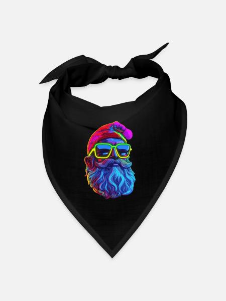 Neon Santa Popart - Bandana Dreieckstuch - Schwarz