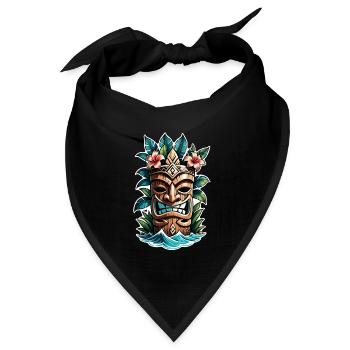 Tiki Beach - Polynesien Statue - Bandana Dreieckstuch - Schwarz - Vorne