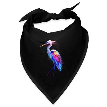 Reiher Vogel - Bandana Dreieckstuch - Schwarz - Vorne