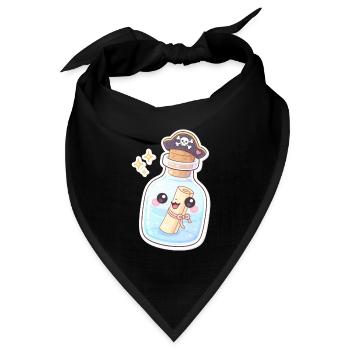 Cute Pirate Message in a Bottle - Bandana Dreieckstuch - Schwarz - Vorne