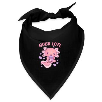 Bubble Tea Axolotl Boba-Lotl - Bandana Dreieckstuch - Schwarz - Vorne