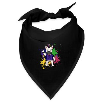Einhorn Punk Bunt Punkrock Unicorn Geschenk - Bandana Dreieckstuch - Schwarz - Vorne