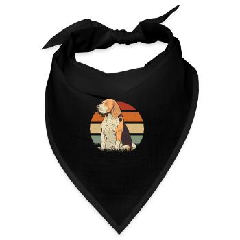 Beagle Zeichnung Beagle Hund - Bandana Dreieckstuch - Schwarz - Vorne
