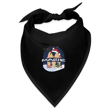 Toller Mariename mit Weihnachtsmütze im Weihnachtsthema - Bandana Dreieckstuch - Schwarz - Vorne