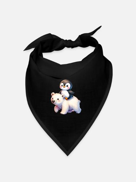 Pinguin und Eisbär Geschenk - Bandana Dreieckstuch - Schwarz