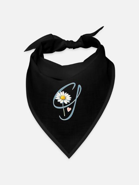 Buchstabe G Gänseblümchen Herz - Bandana Dreieckstuch - Schwarz