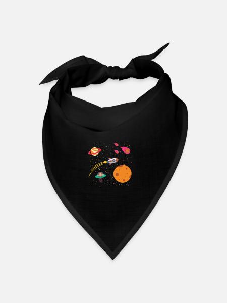 Weltall Rakete Sterne Space Sonnensystem Kinder - Bandana Dreieckstuch - Schwarz