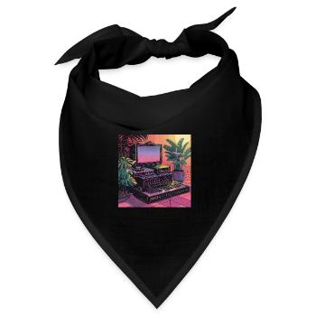 Pflanzen und Musik - hochwertiger Modedruck - Bandana Dreieckstuch - Schwarz - Vorne