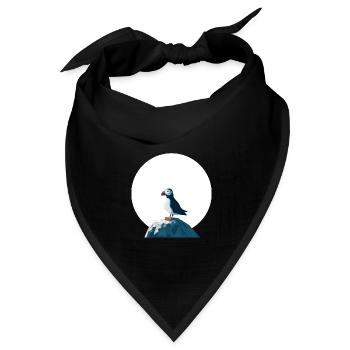 Papageitaucher auf Felsen - Bandana Dreieckstuch - Schwarz - Vorne