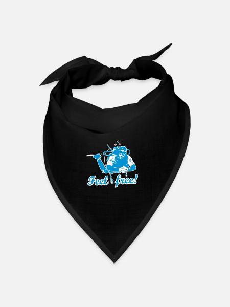 Tauchen T Shirt Feel free! für Taucher - Bandana Dreieckstuch - Schwarz