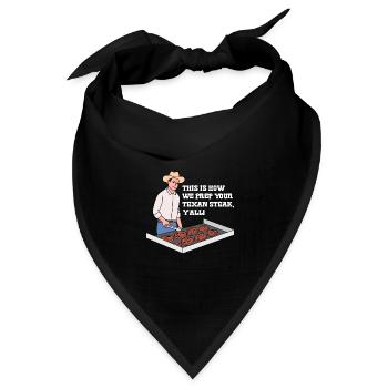Steak in Texas Design für stolze Texaner - Bandana Dreieckstuch - Schwarz - Vorne
