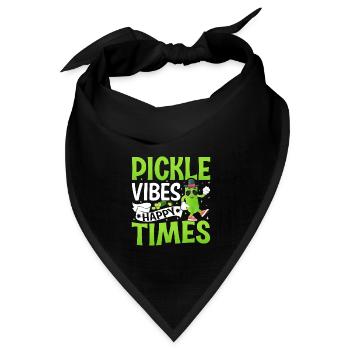 Pickle vibes happy times- Gurken Tshirt - Bandana Dreieckstuch - Schwarz - Vorne
