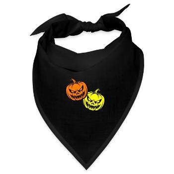 Halloween Gruselig Kürbis Gesicht - Bandana Dreieckstuch - Schwarz - Vorne