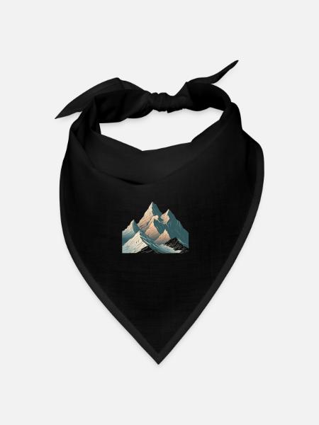 Minimalistisches Berg, Alpen Motiv - Bandana Dreieckstuch - Schwarz