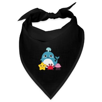 Kleiner Wal mit Freunden - Bandana Dreieckstuch - Schwarz - Vorne