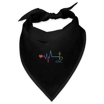 Bong Rauchen Pfeife Puls Herzschlag - Bandana Dreieckstuch - Schwarz - Vorne