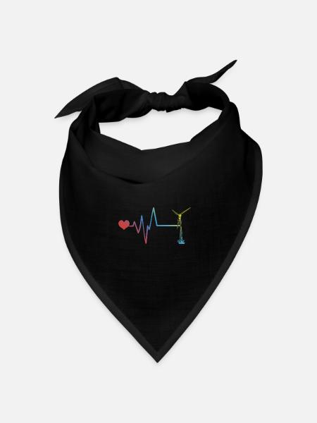 Windrad Puls Herzschlag Energie - Bandana Dreieckstuch - Schwarz