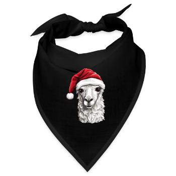 Alpaka Weihnachten Tier Kopf Llama - Bandana Dreieckstuch - Schwarz - Vorne