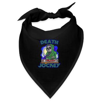 Death Jockey DJ Lustig Gruseliger Schädel Skelett Humor - Bandana Dreieckstuch - Schwarz - Vorne