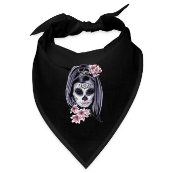 La Catrina - Tag der Toten - Bandana Dreieckstuch - Schwarz - Vorne