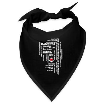 Hamburg Begriffe / Herz auf Anker / Text weiss - Bandana Dreieckstuch - Schwarz - Vorne