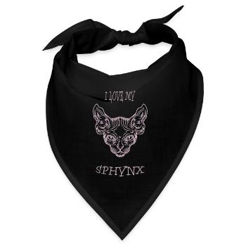 Nacktkatze Sphynx Katze - Bandana Dreieckstuch - Schwarz - Vorne