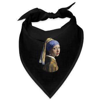 Jan Vermeer Das Mädchen mit dem Perlenohrgehänge - Bandana Dreieckstuch - Schwarz - Vorne