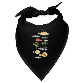 Fische aus dem Meer - Bandana Dreieckstuch - Schwarz - Vorne