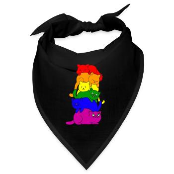 Gay Pride Katzen Stapel - Bandana Dreieckstuch - Schwarz - Vorne