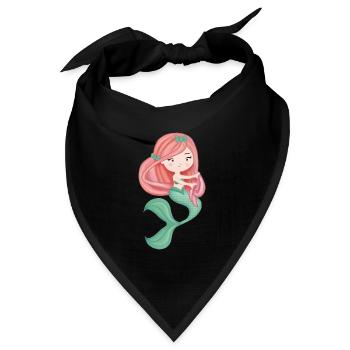 Kleine rote Haare, grüner Schwanz - Bandana Dreieckstuch - Schwarz - Vorne