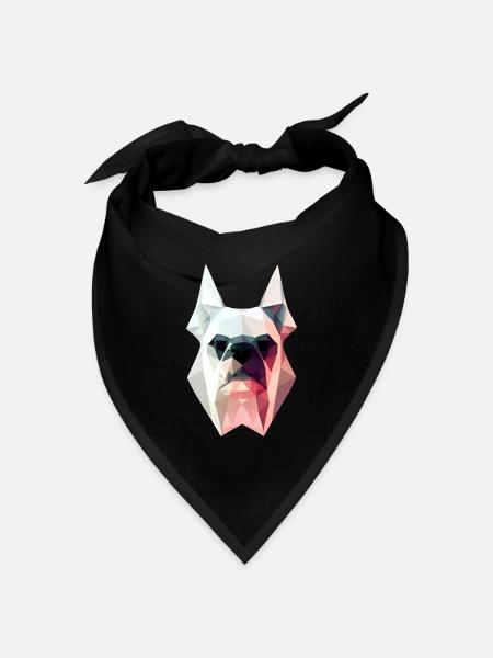Polygon Design Bulldogge Tierkopf farbig - Bandana Dreieckstuch - Schwarz