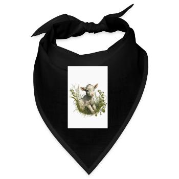 Baby goat in gras Little lamp for Easter - Bandana Dreieckstuch - Schwarz - Vorne