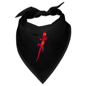 Roter Gecko - Bandana Dreieckstuch - Schwarz - Vorne