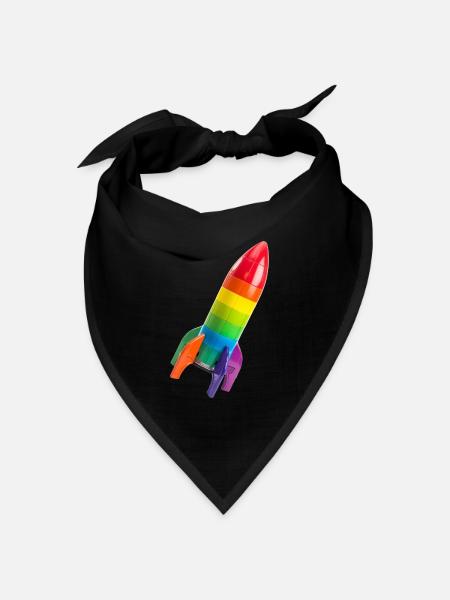 Eine bunte Rakete auf einer geneigten Flugbahn - Bandana Dreieckstuch - Schwarz