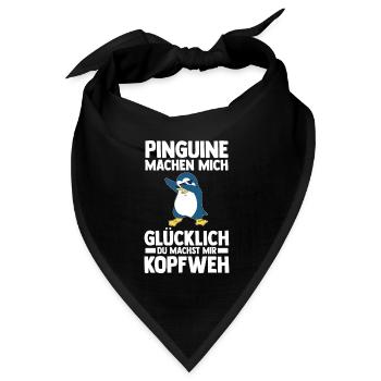 Tiermotiv Pinguin - Bandana Dreieckstuch - Schwarz - Vorne