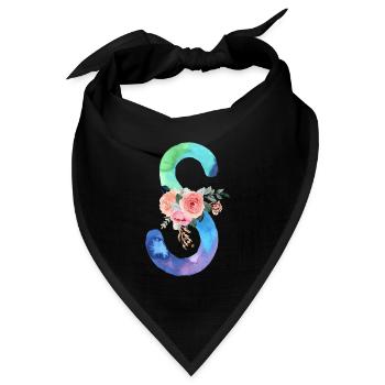 Buchstabe S Aquarell - Bandana Dreieckstuch - Schwarz - Vorne