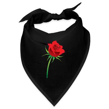Rote Rose - Bandana Dreieckstuch - Schwarz - Vorne