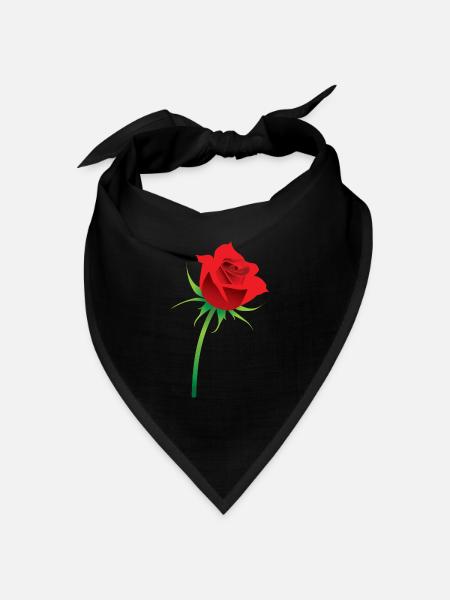 Rote Rose - Bandana Dreieckstuch - Schwarz