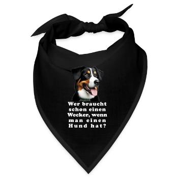 Wer braucht schon einen Wecker, wenn man einen Hun - Bandana Dreieckstuch - Schwarz - Vorne