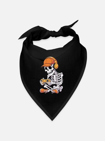 Cool Skeleton Video Gaming Halloween Gamer - Bandana Dreieckstuch - Schwarz