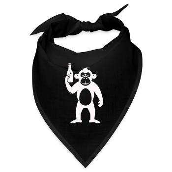 Humorvolle Affe mit Flasche - Bandana Dreieckstuch - Schwarz - Vorne