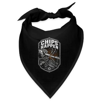 Zerspanungsmechaniker CNC Fräser Chips Happen - Bandana Dreieckstuch - Schwarz - Vorne
