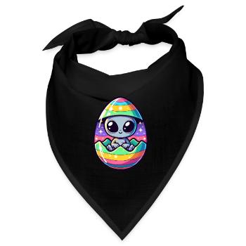 Alien Osterei-Schlüpfen Design: Bunte Überraschung - Bandana Dreieckstuch - Schwarz - Vorne