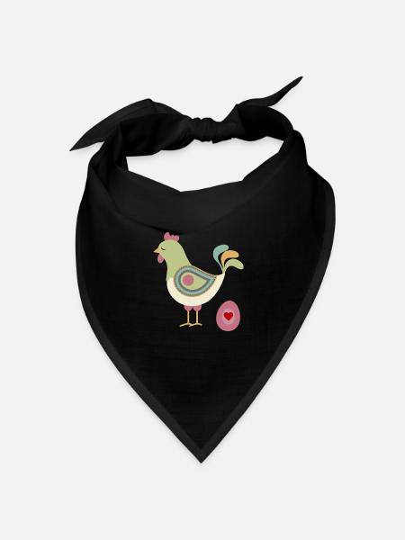 Henne mit Ei - Bandana Dreieckstuch - Schwarz